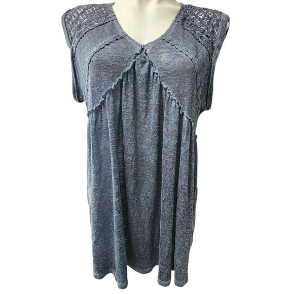 Cato blue boho sleeveless shirt tiered blue tunic size Large - Picture 1 of 8